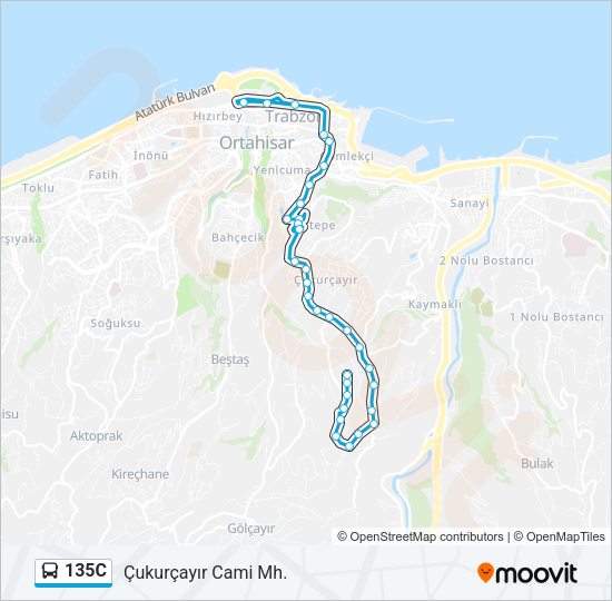 135C Bus Line Map