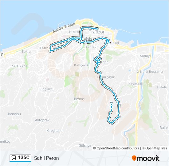 135C Bus Line Map