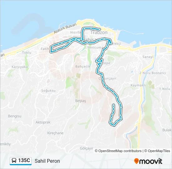 135C Bus Line Map