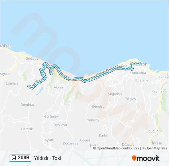 208B Bus Line Map