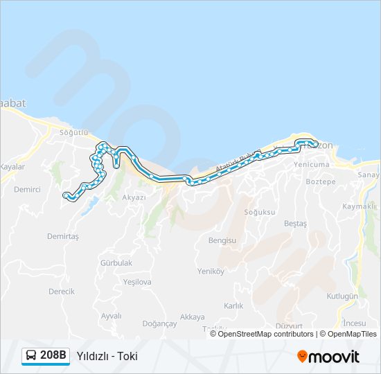 208B Bus Line Map
