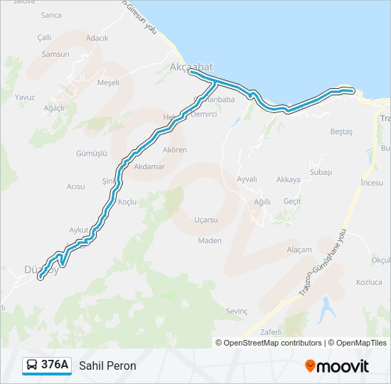 376A Bus Line Map