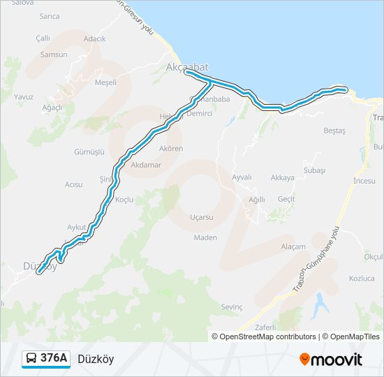 376A Bus Line Map