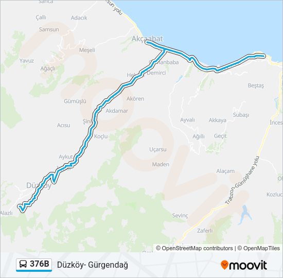 376B Bus Line Map