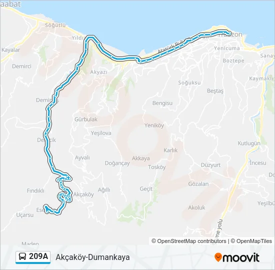 209A Bus Line Map