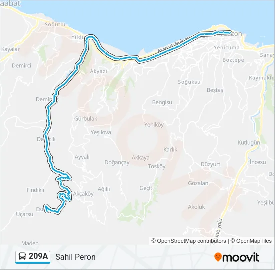 209A Bus Line Map