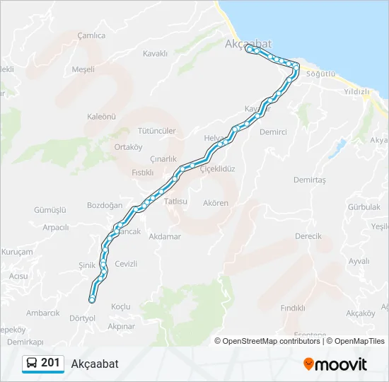 201 Bus Line Map