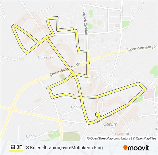 3F otobüs Hattı Haritası