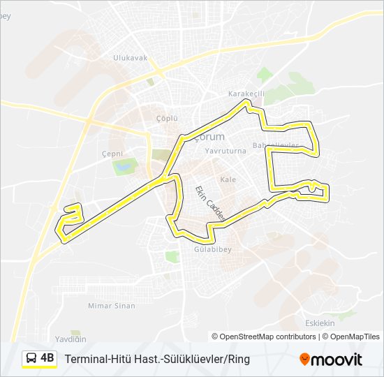4B otobüs Hattı Haritası