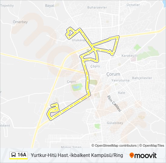 16A Bus Line Map