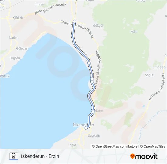 İSKENDERUN - ERZIN Train Line Map