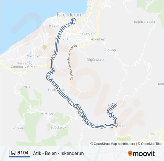 B104 Bus Line Map