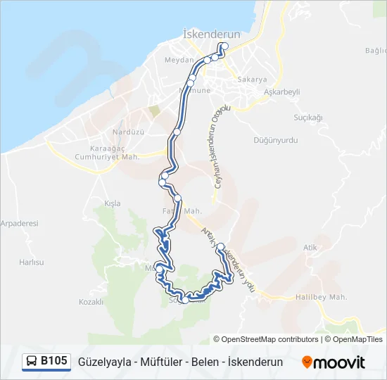 B105 Bus Line Map