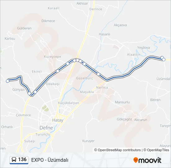 136 Bus Line Map