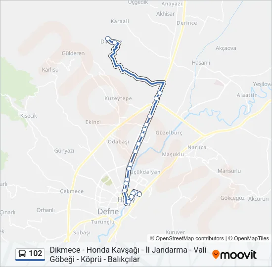 102 Bus Line Map