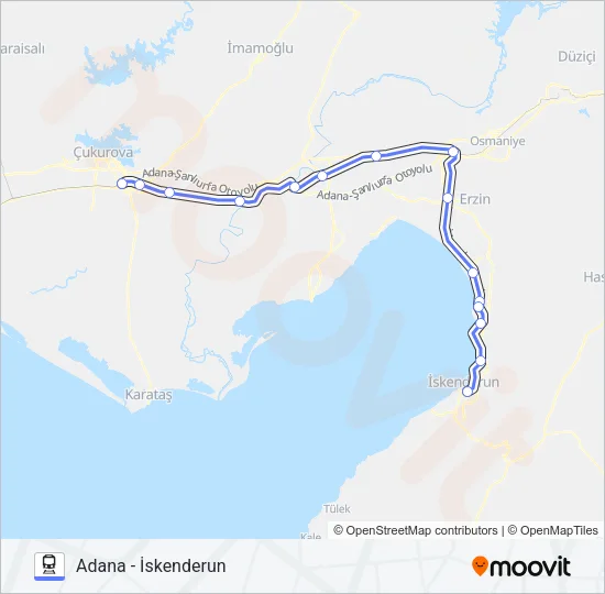 ADANA - İSKENDERUN Train Line Map