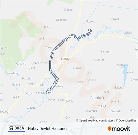 303A Bus Line Map