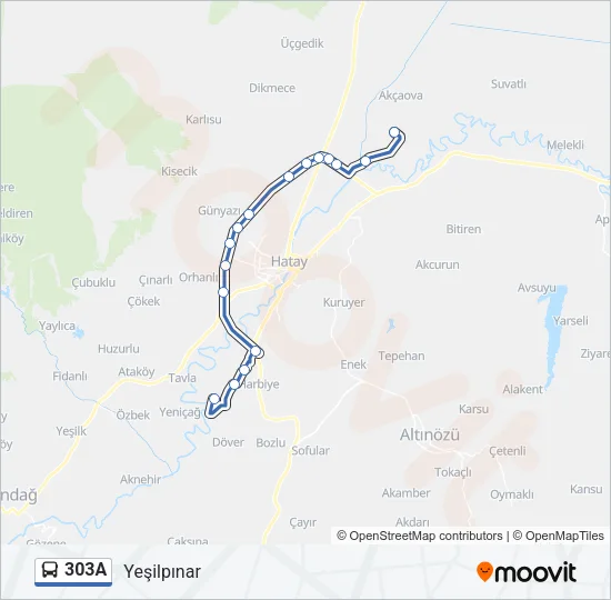 303A Bus Line Map
