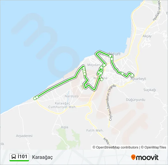 İ101 Bus Line Map