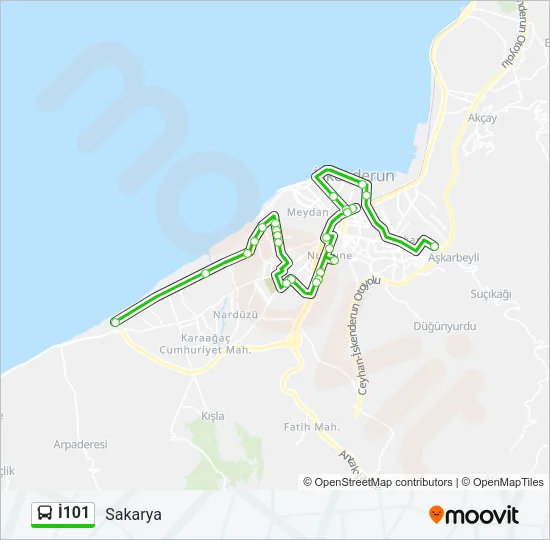 İ101 Bus Line Map