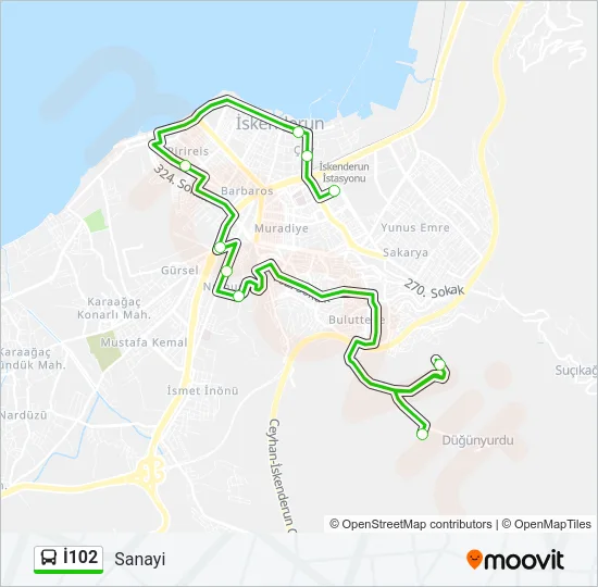 İ102 Bus Line Map