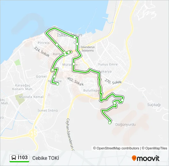 İ103 Bus Line Map