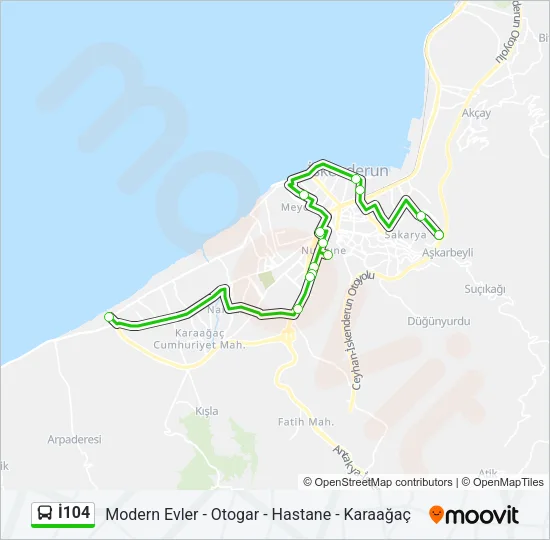 İ104 Bus Line Map