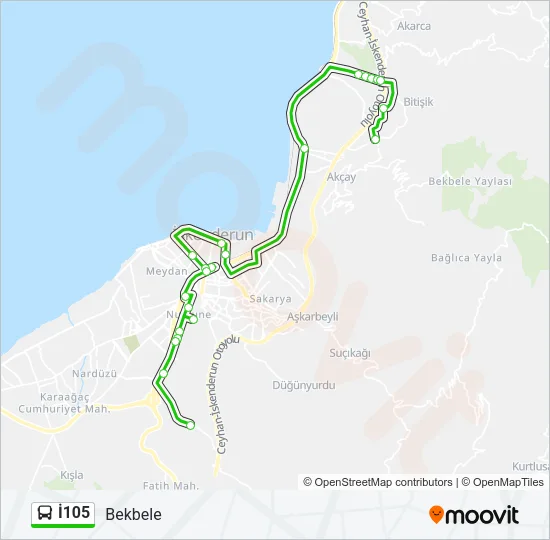 İ105 Bus Line Map