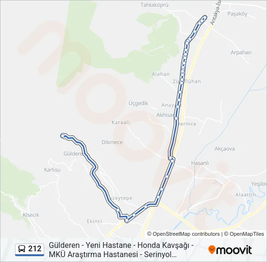 212 Bus Line Map