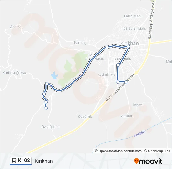 K102 Bus Line Map