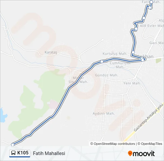 K105 Bus Line Map