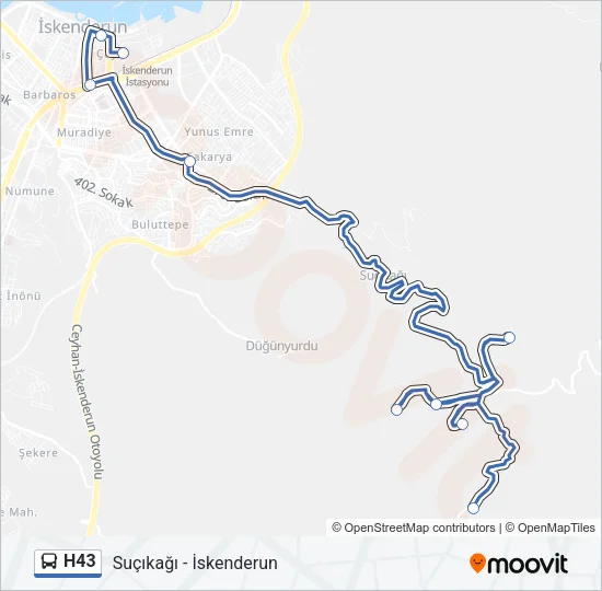 H43 Bus Line Map