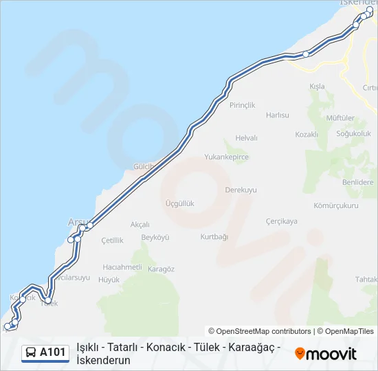 A101 Bus Line Map