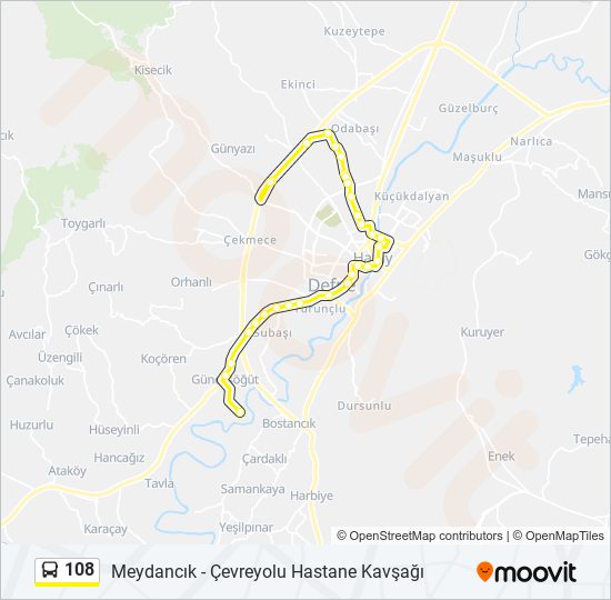 108 bus Line Map