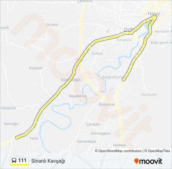 111 otobüs Hattı Haritası