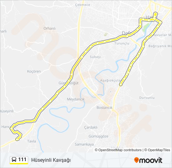 111 otobüs Hattı Haritası