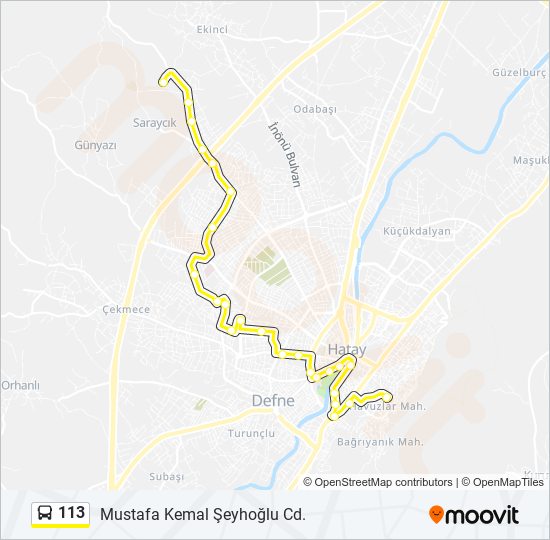 113 otobüs Hattı Haritası