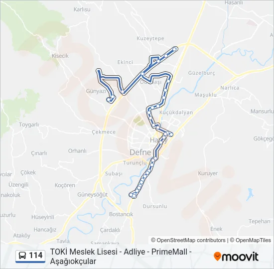 114 Bus Line Map