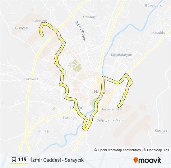 119 bus Line Map