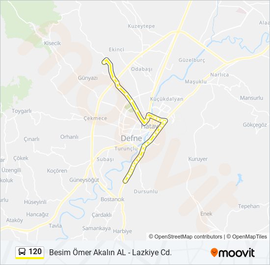 120 otobüs Hattı Haritası