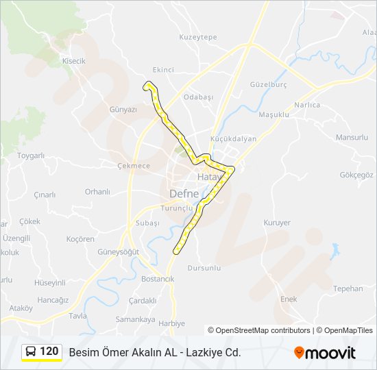 120 otobüs Hattı Haritası