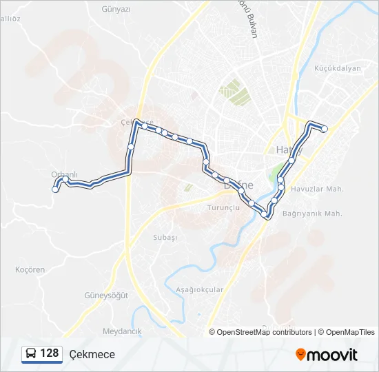 128 Bus Line Map