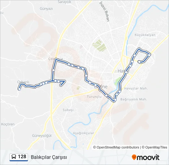 128 Bus Line Map