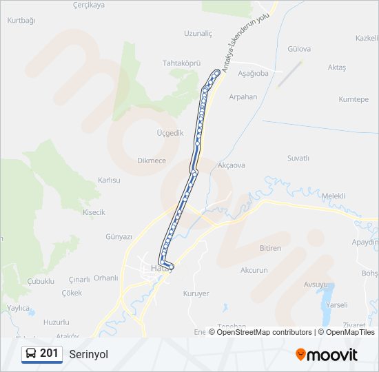 201 otobüs Hattı Haritası