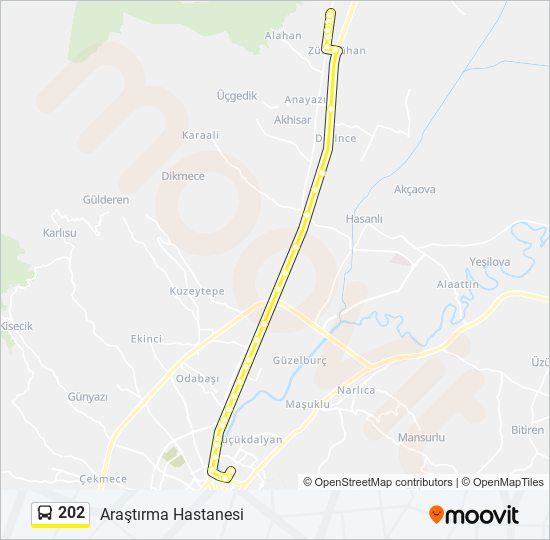 202 otobüs Hattı Haritası