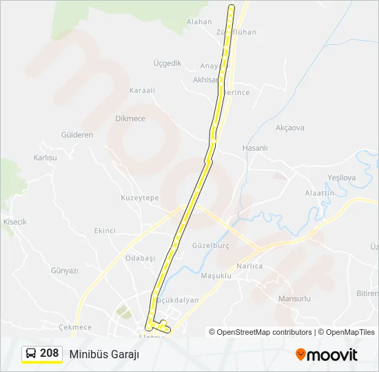 208 Bus Line Map