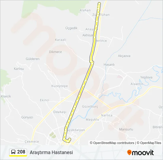 208 Bus Line Map