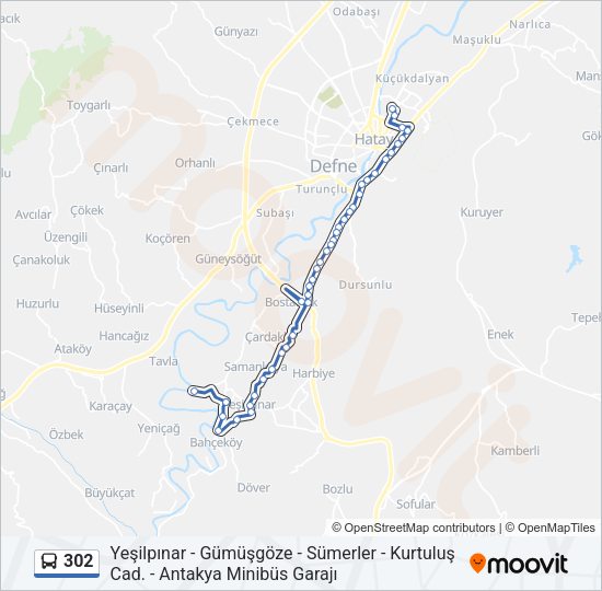 302 otobüs Hattı Haritası