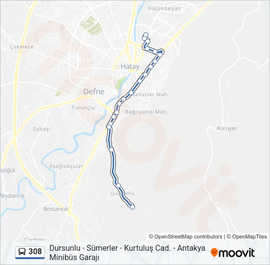 308 Bus Line Map
