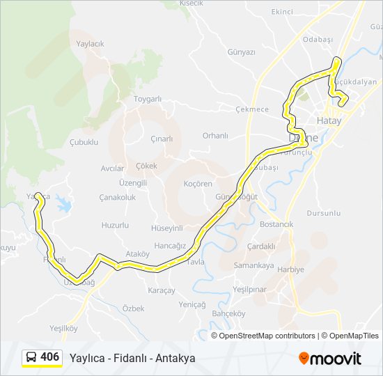 406 otobüs Hattı Haritası